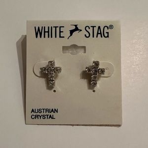White Stag cross earrings.